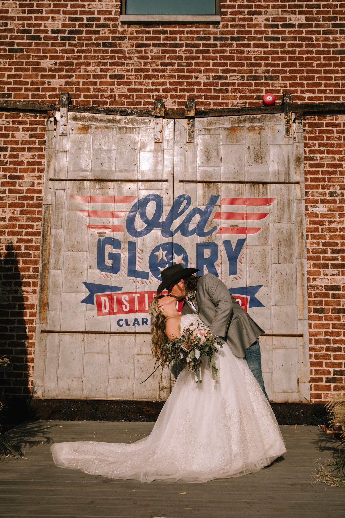 bride and groom Old Glory Distilling Co. Clarksville, TN 