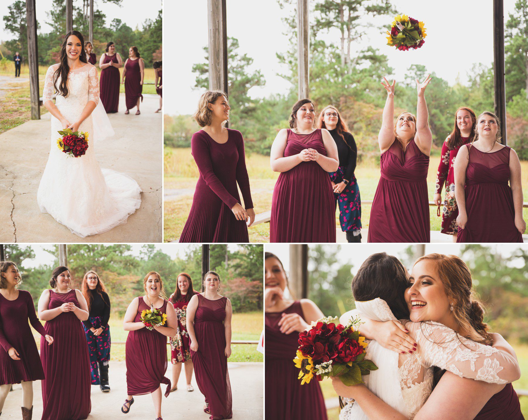 Nashville wedding photographer bride tosses bouquet