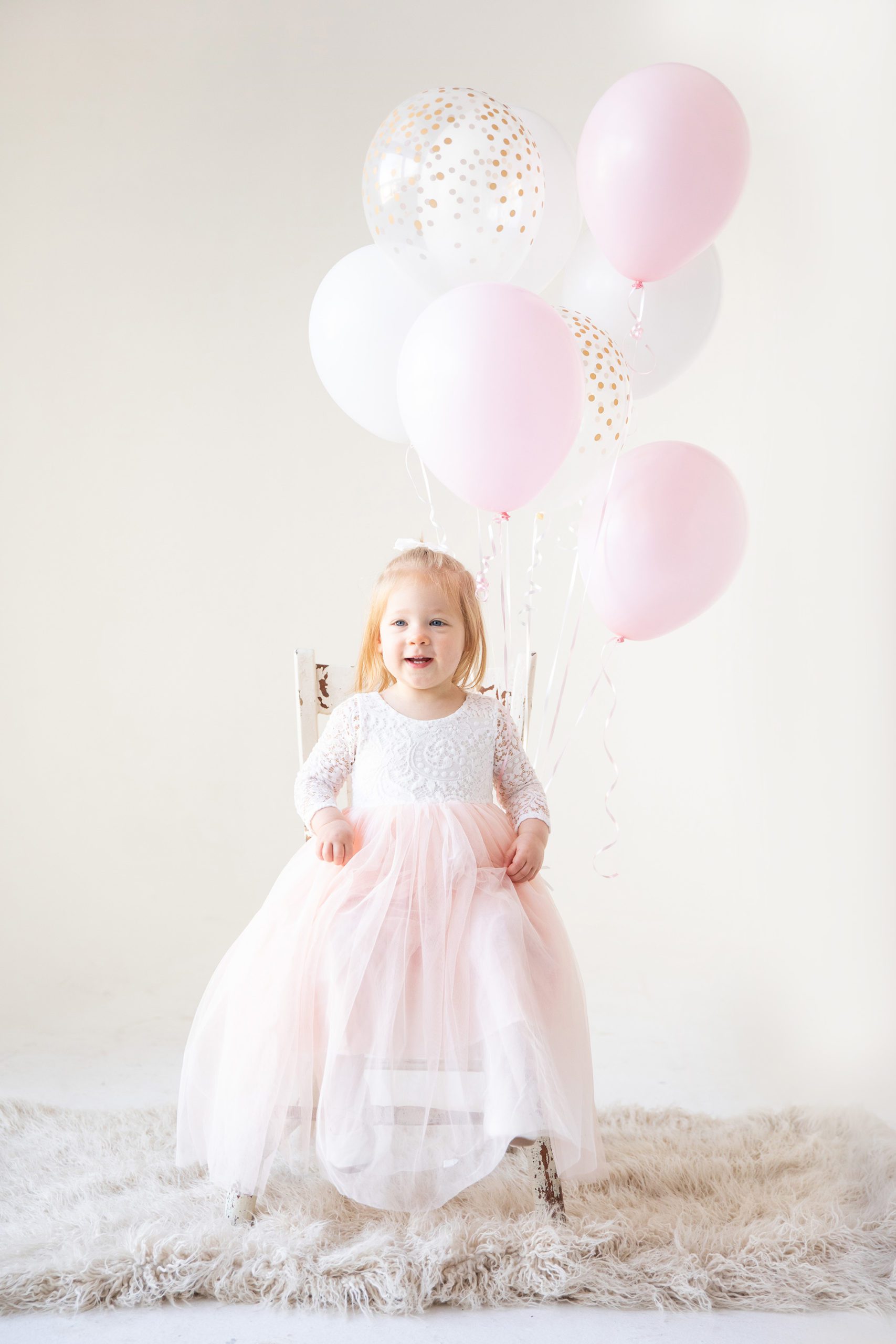 second birthday photos in studio with balloons Franklin TN