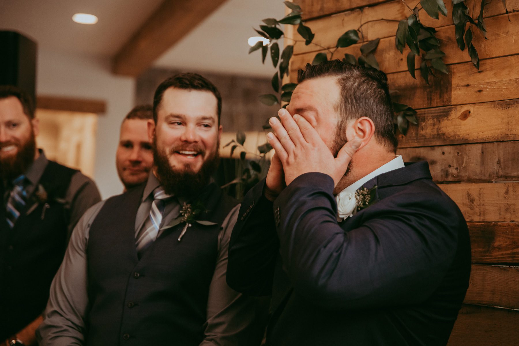 Groom sees bride for the first time on wedding day 