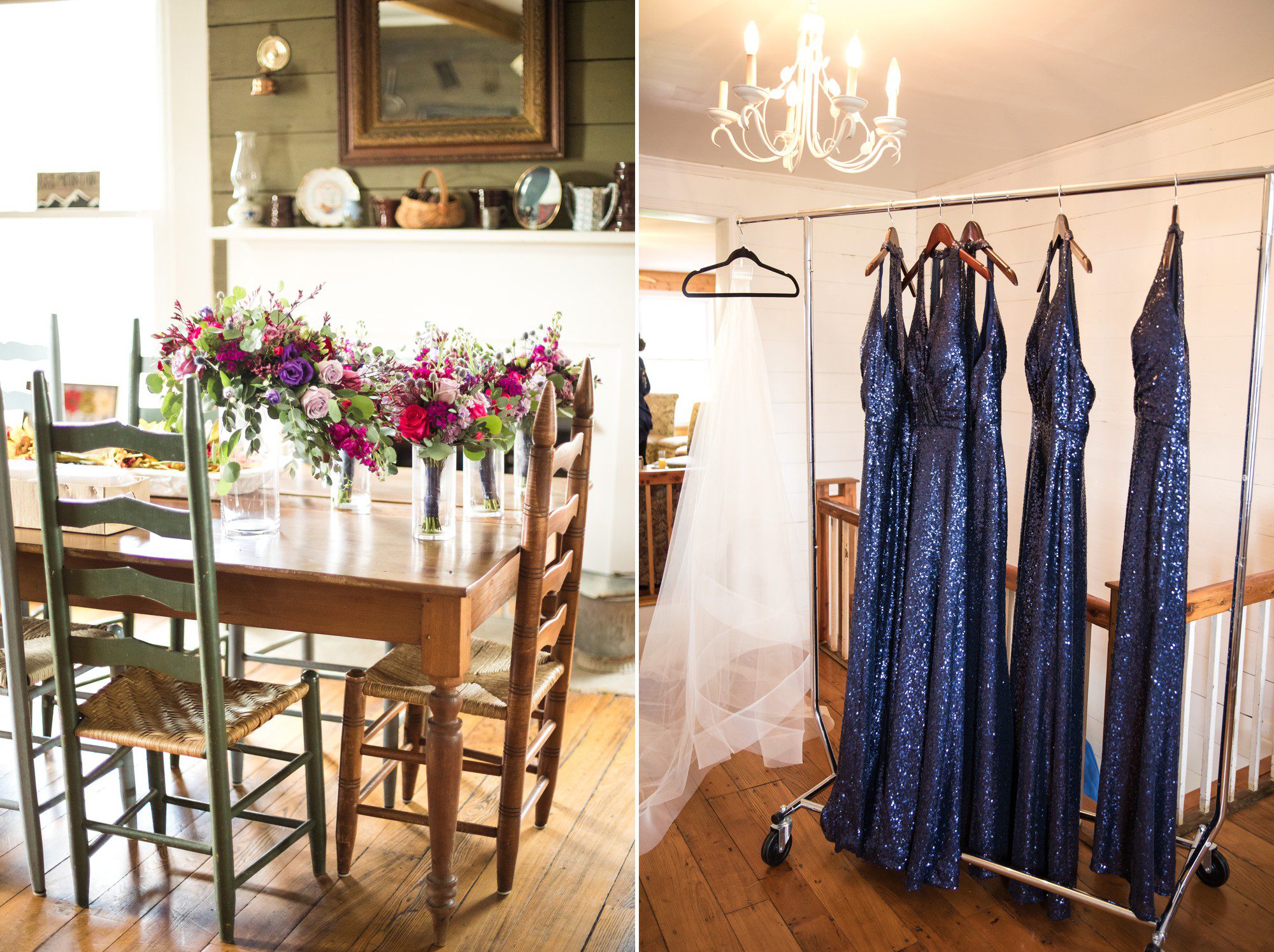 Christina Wu bridesmaid dresses and 4-Ever Flowers Bouquets before summer wedding ceremony at grace valley farm