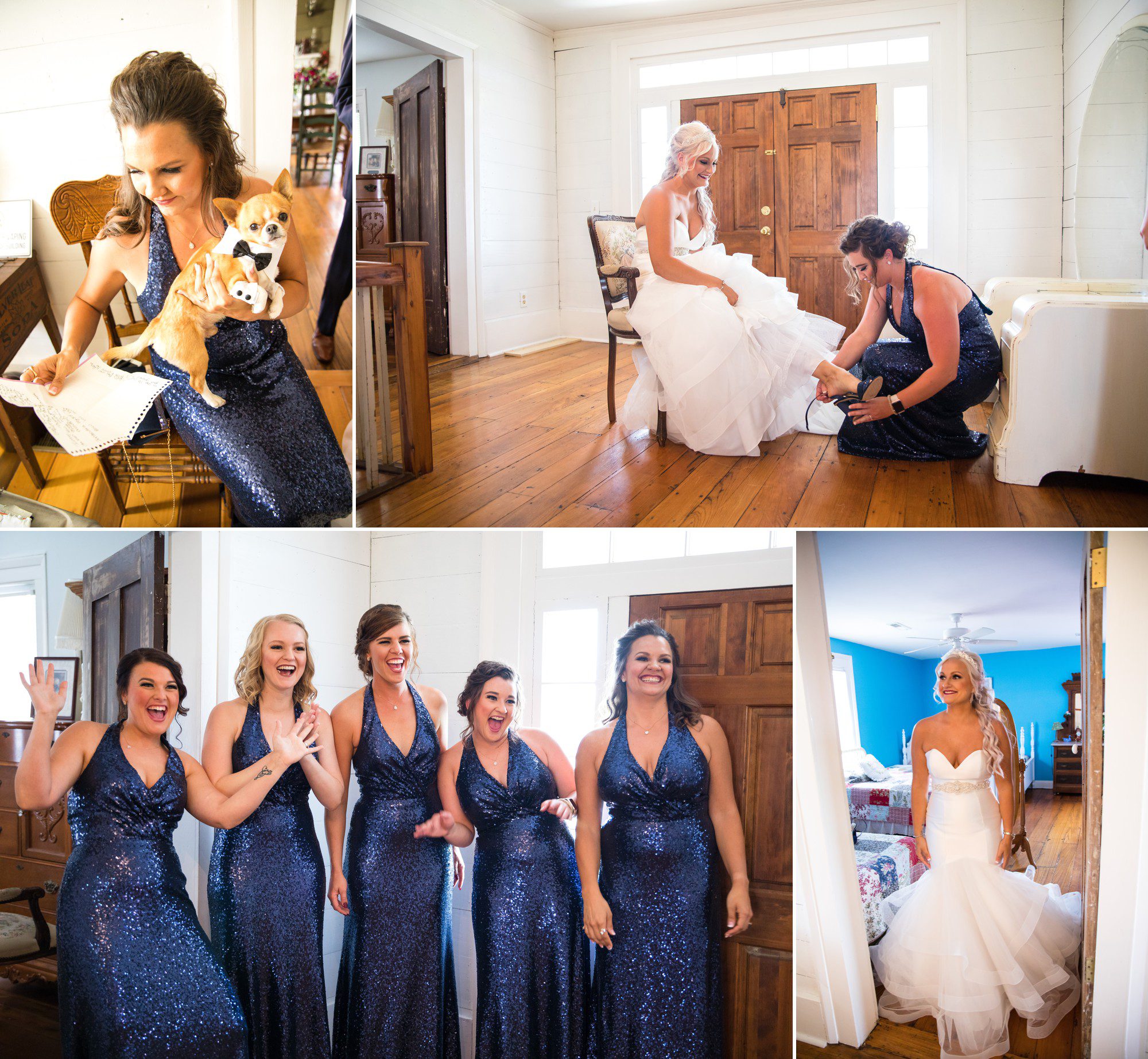 bride does a reveal with bridesmaids before wedding ceremony outside of nashville tn