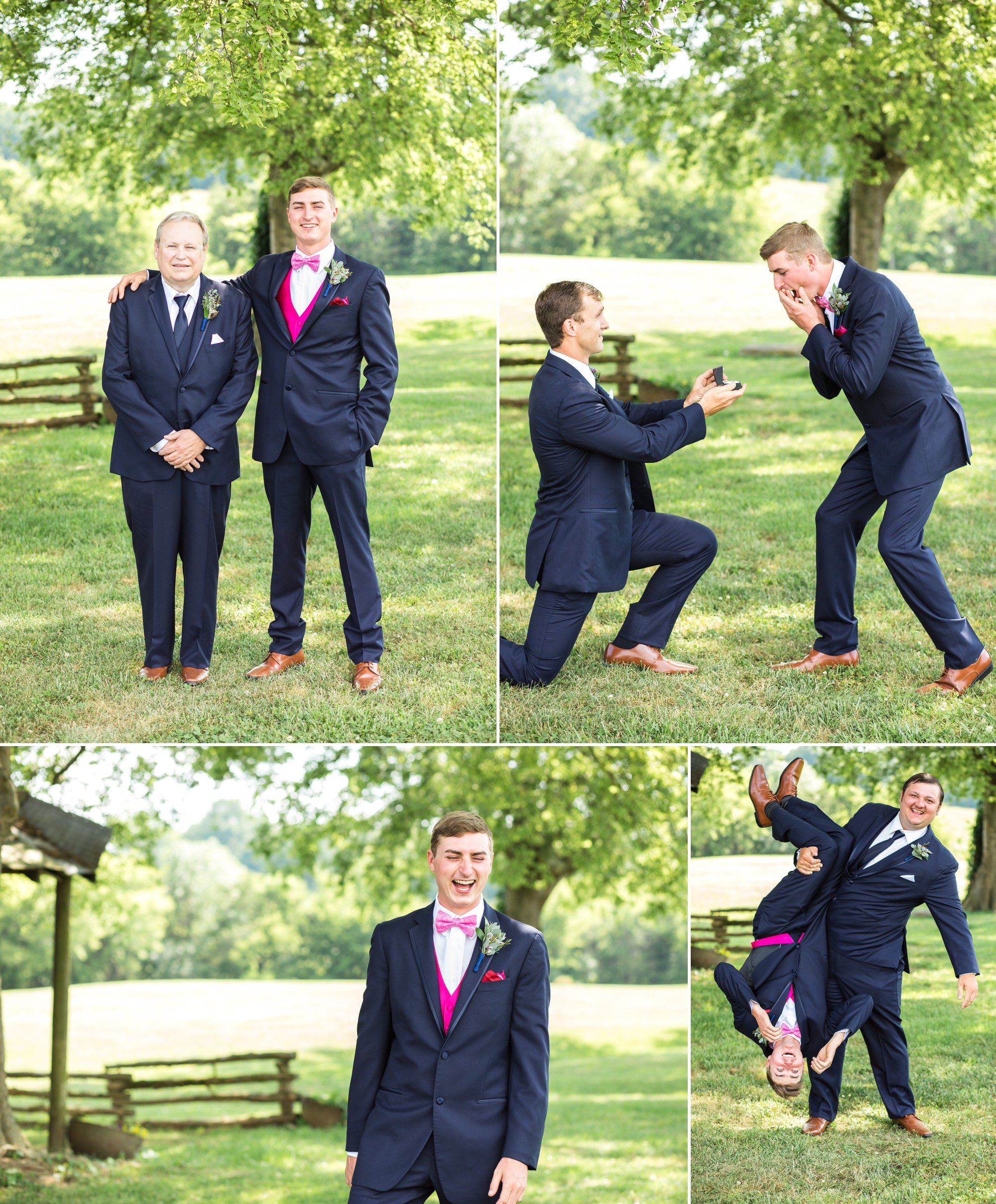 Groomsmen having fun during wedding photography