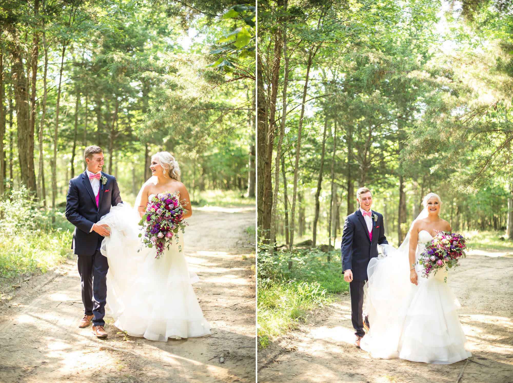 Romantic bride in groom in the woods Grace Valley Farm Nashville TN