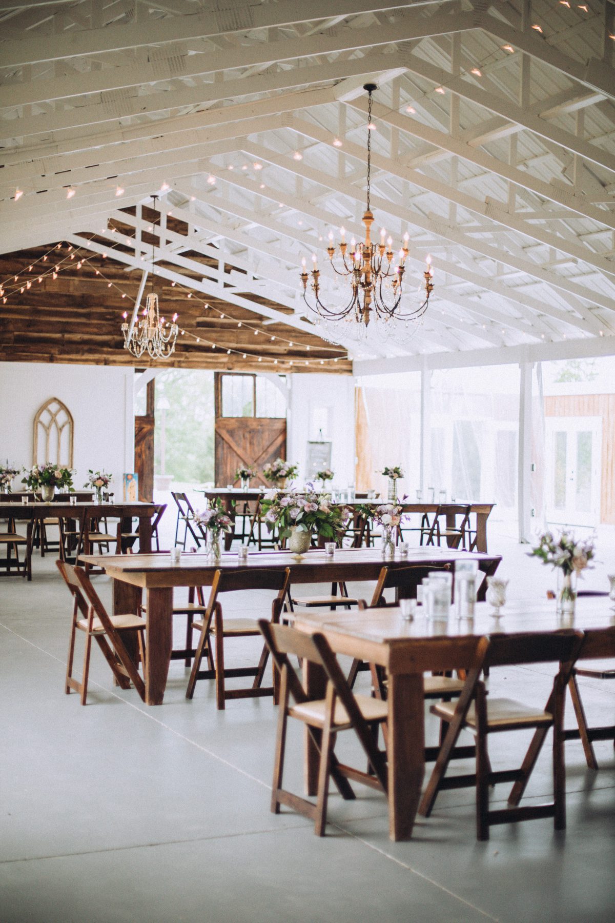 Inside new 2020 updated pavilion before wedding ceremony at Front Porch Farms Charlotte TN