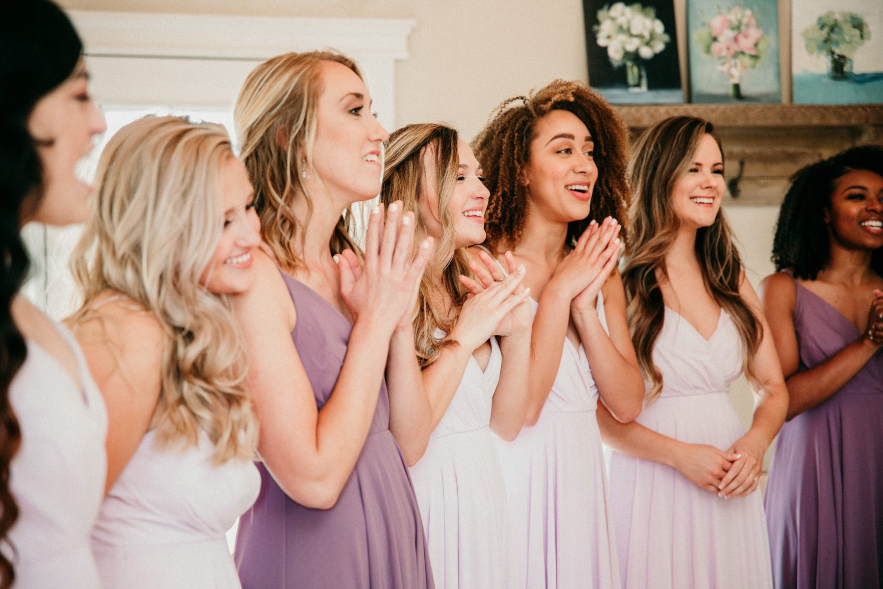 Bridesmaids reactions to bride's dress reveal 