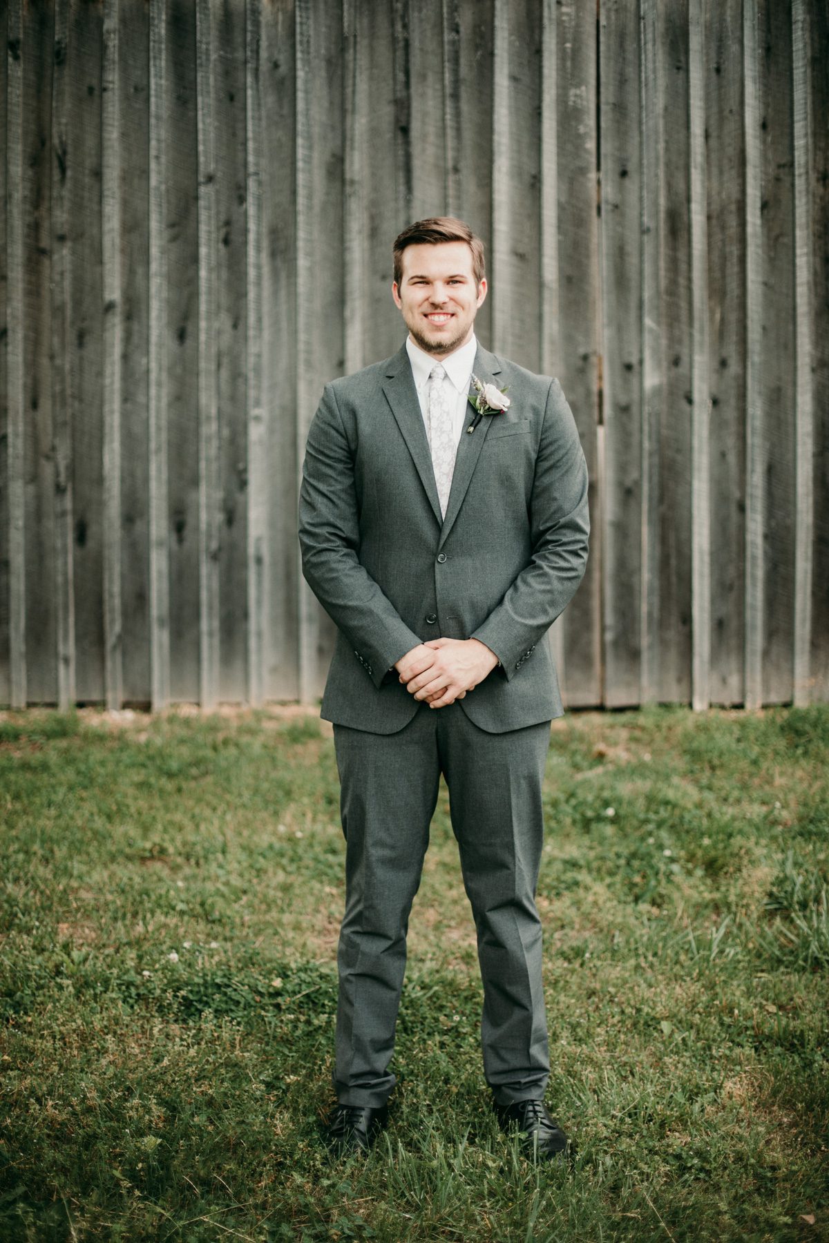 Southern groom gray suit floral tie 