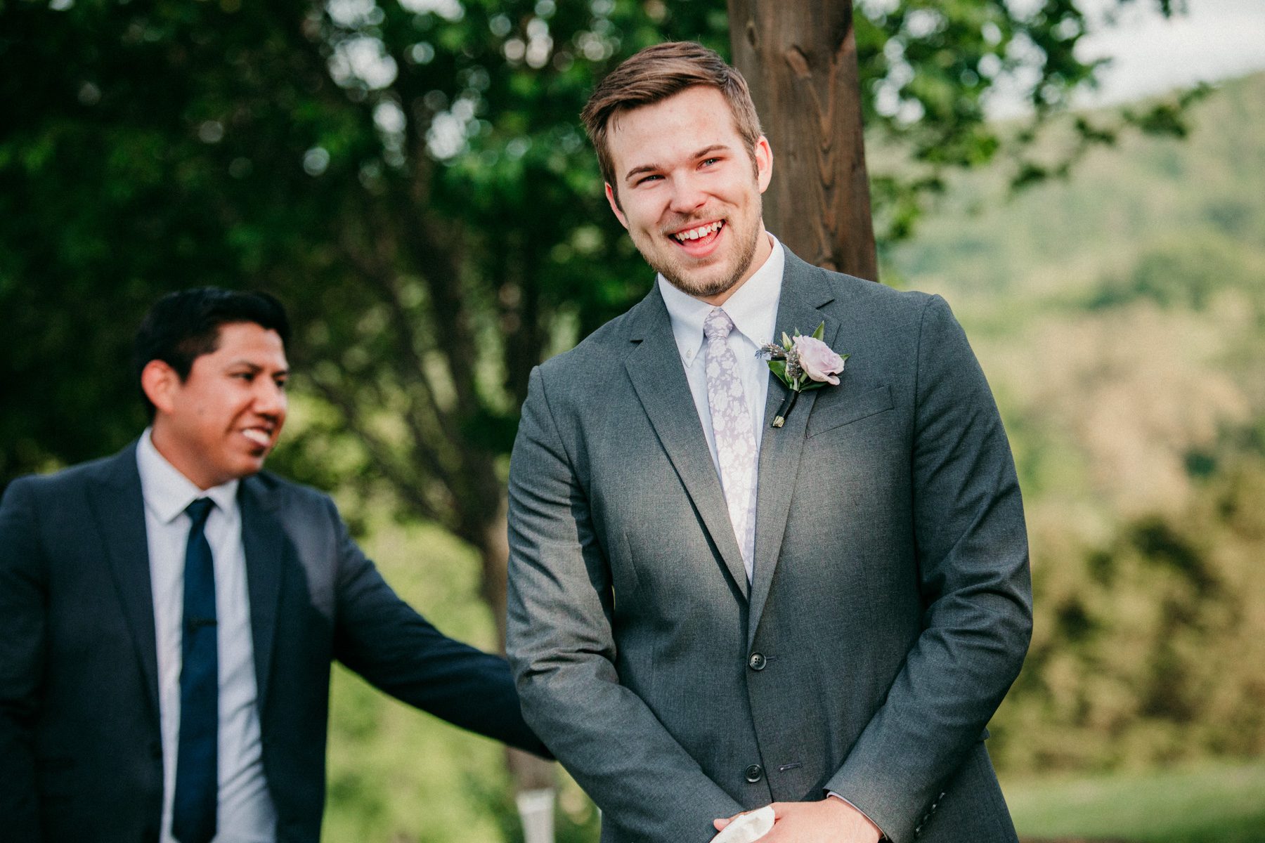 Groom sees bride for the first time on wedding day 