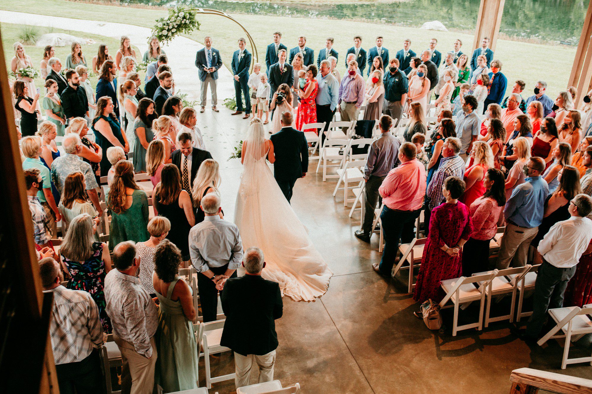 Aerial view of wedding ceremony at The Barn at Sycamore Farms Arrington, TN