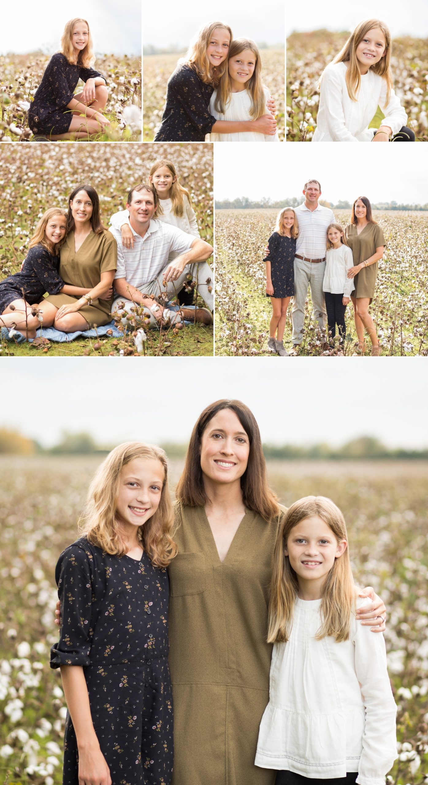 Fall mini photo family portrait session in Tennessee cotton field