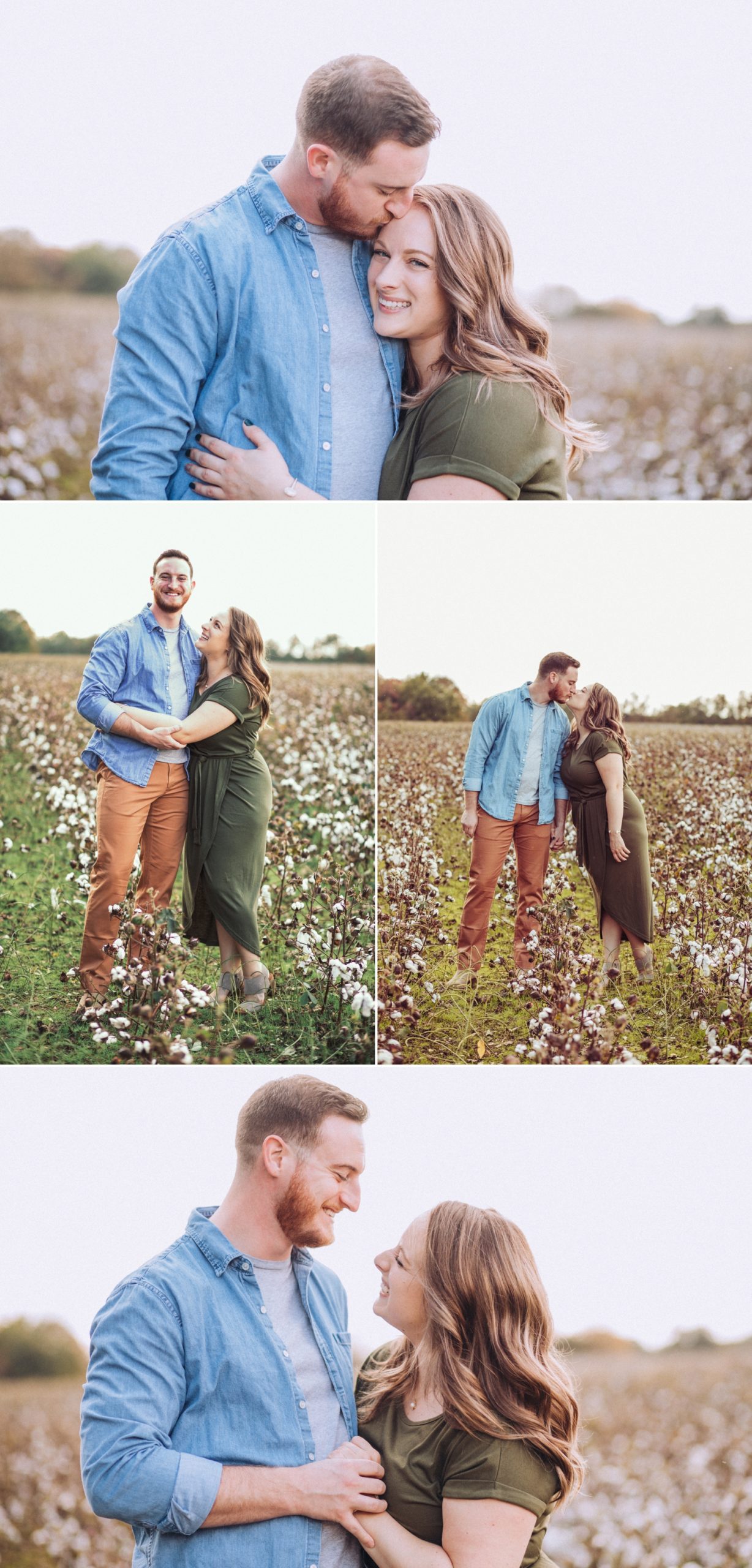 Fall mini photo couple portrait session in Tennessee cotton field