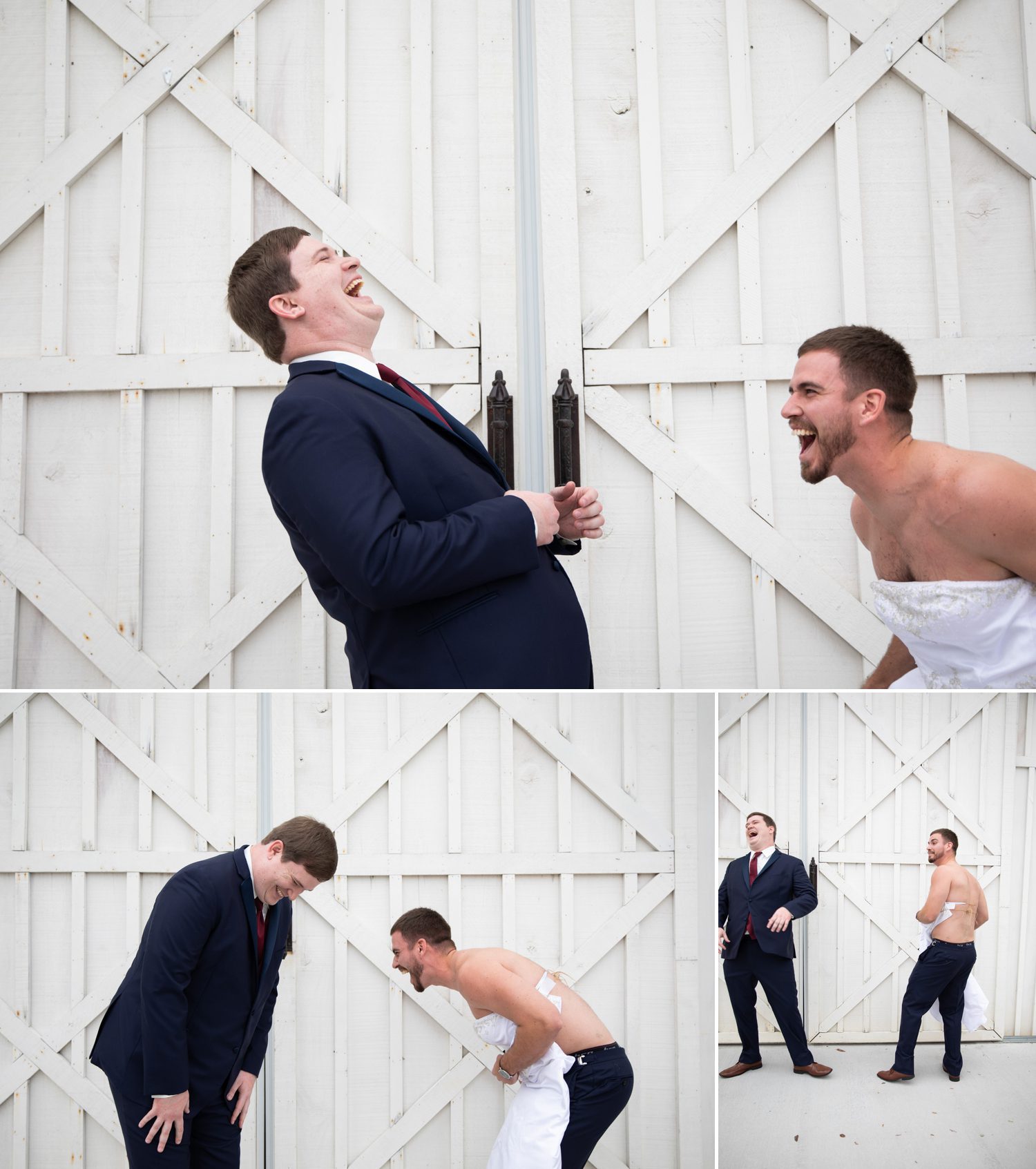 The White Dove Barn Beechgrove, TN best man surprises groom with funny joke