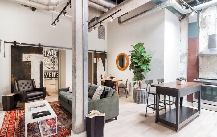 AirBNB for wedding guests in Nashville TN, this one is an industrial loft space in downtown Nashville