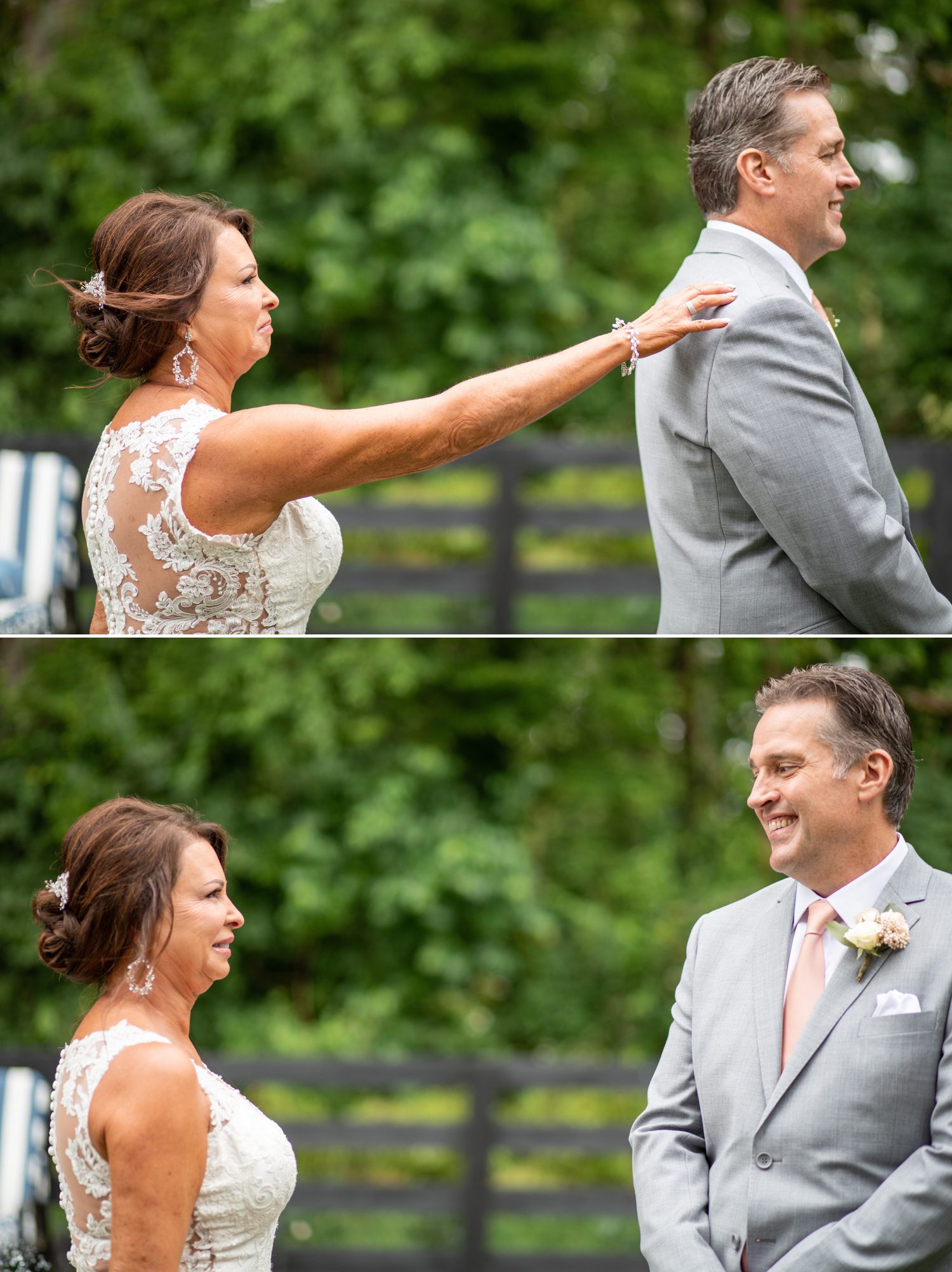 Luxury Estate Bellareed Farm Wedding in Franklin, TN First Look with Mature Bride and Groom