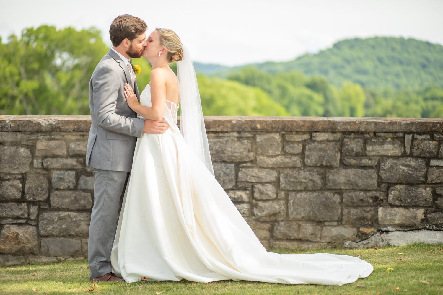 Old Natchez Country Club Wedding in Franklin, TN Bride and Groom Portrait Kiss