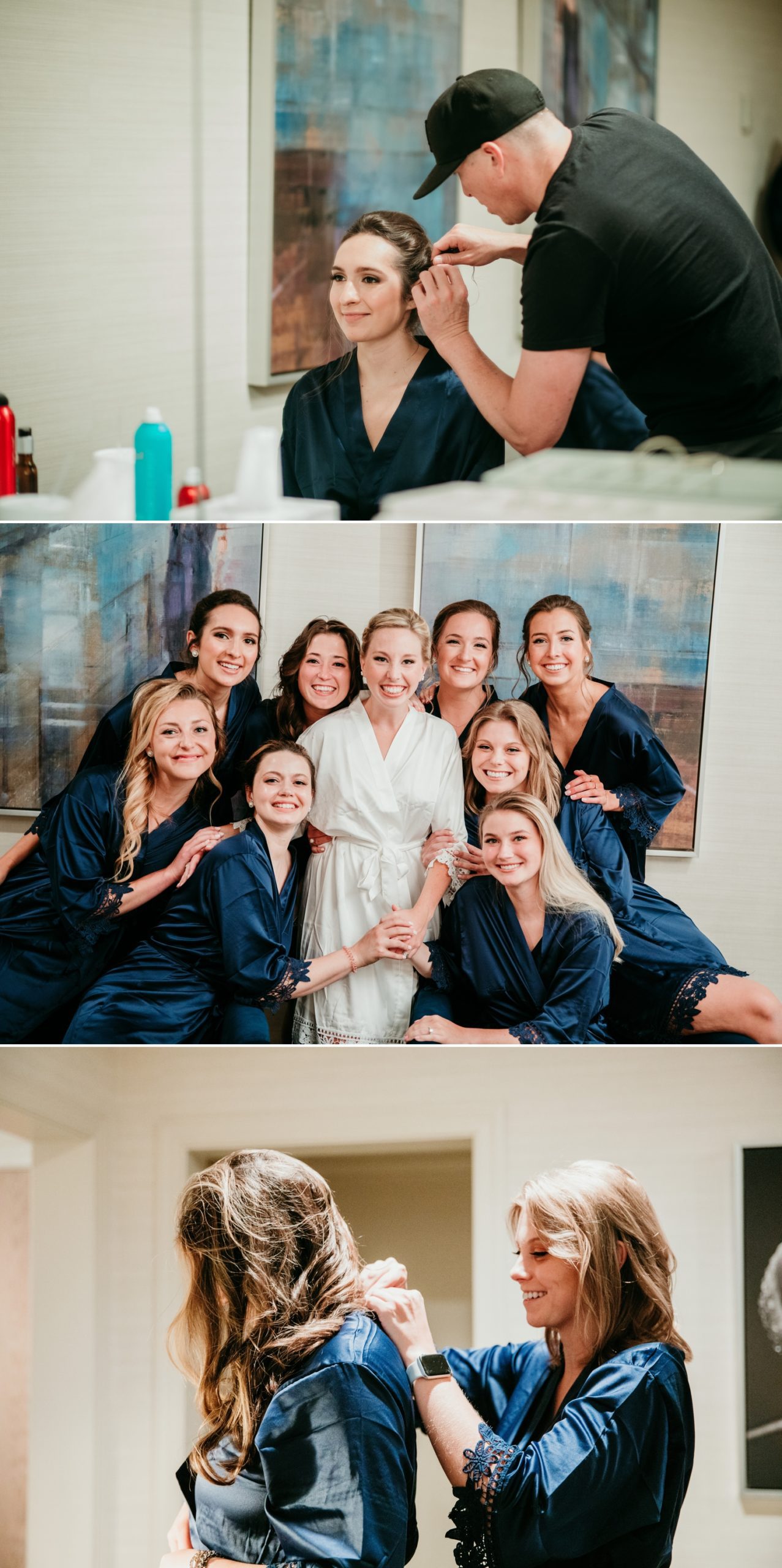 Old Natchez Country Club Wedding in Franklin, TN Bride and Bridesmaids Getting Ready in Robes