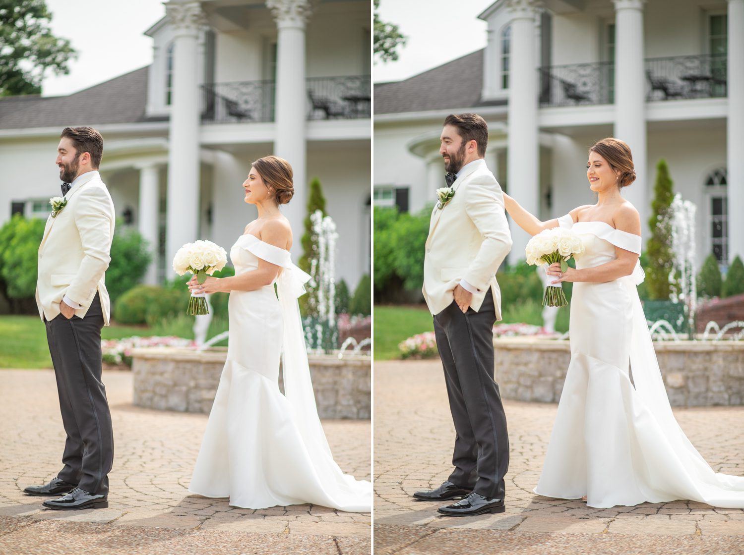 Private Estate Wedding Franklin, TN First Look with Bride and Groom 