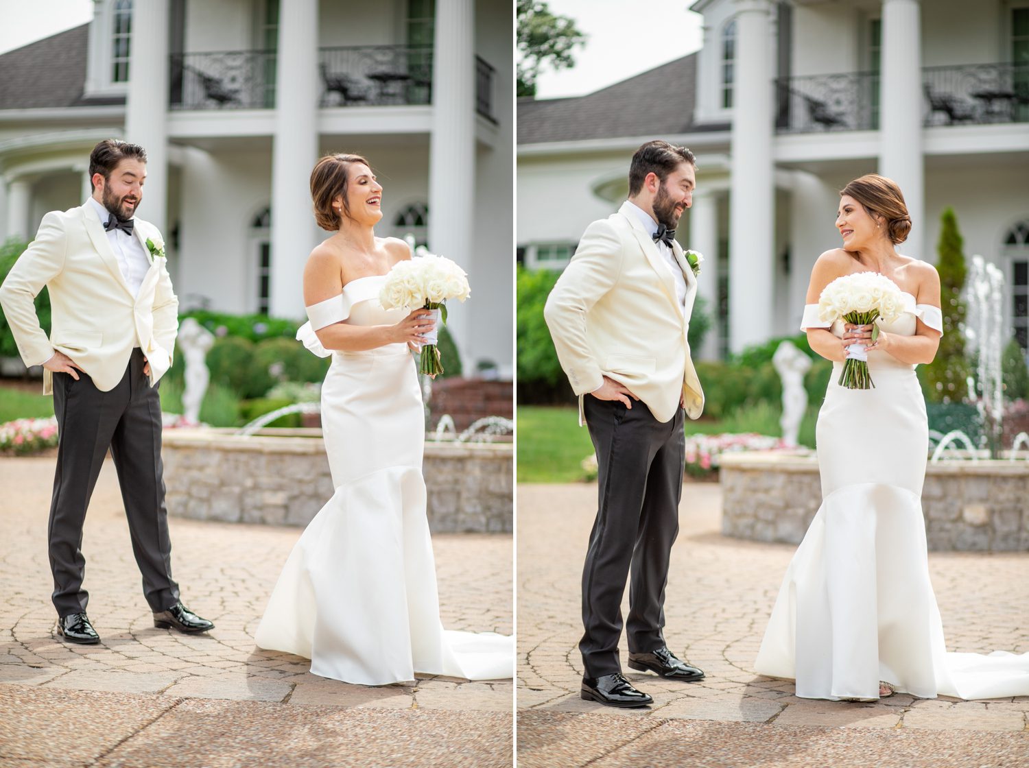 Private Estate Wedding Franklin, TN First Look with Bride and Groom 