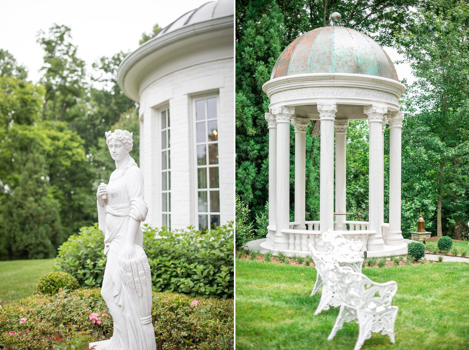 Private Estate Wedding Franklin, TN Grounds with Statues