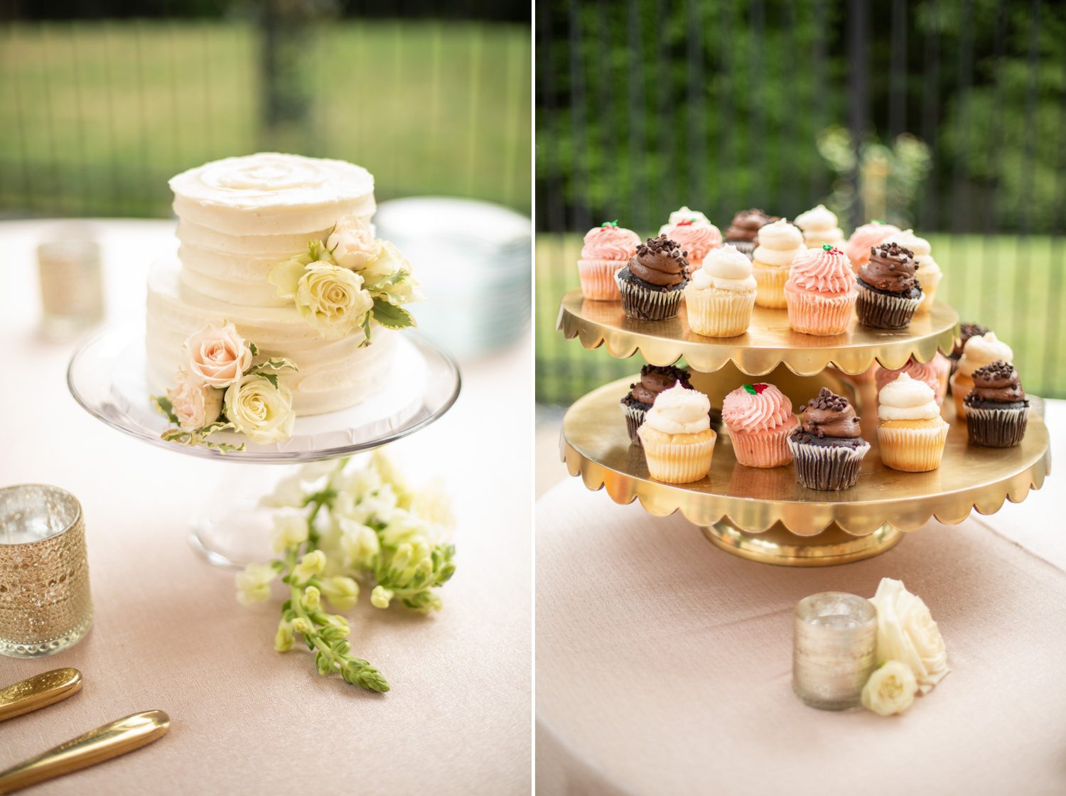 Private Estate Outdoor Wedding Reception Franklin, TN Cake and Cupcakes