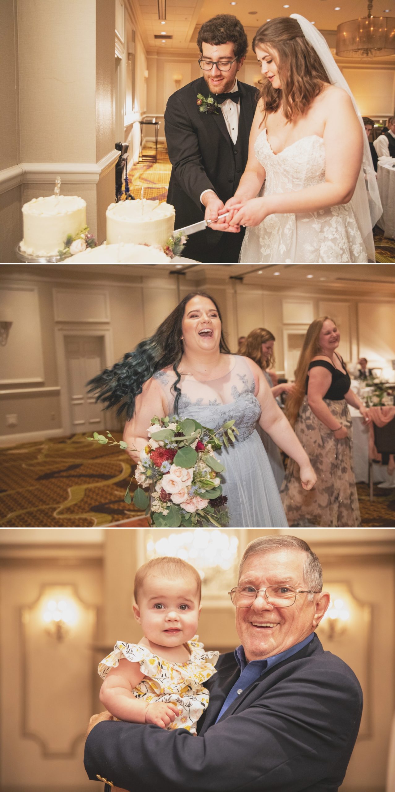 Gaylord Opryland Resort Hotel Destination Wedding Reception Nashville, TN Cake Cutting Bouquet Toss