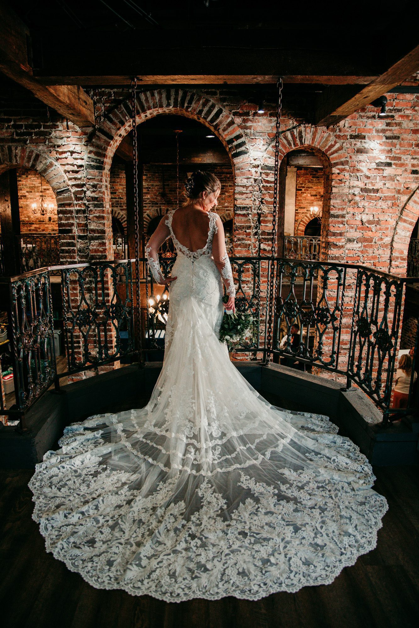 Bride inside a vintage brick building old world charm at the Bedford event and wedding venue in Nashville TN. Photo by Krista Lee Photography